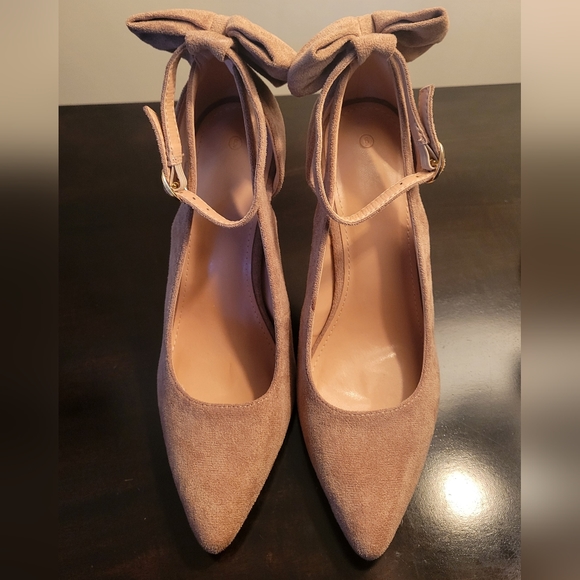 Womens High Heels w/Bow Tie Back & Ankle Strap - Picture 6 of 9